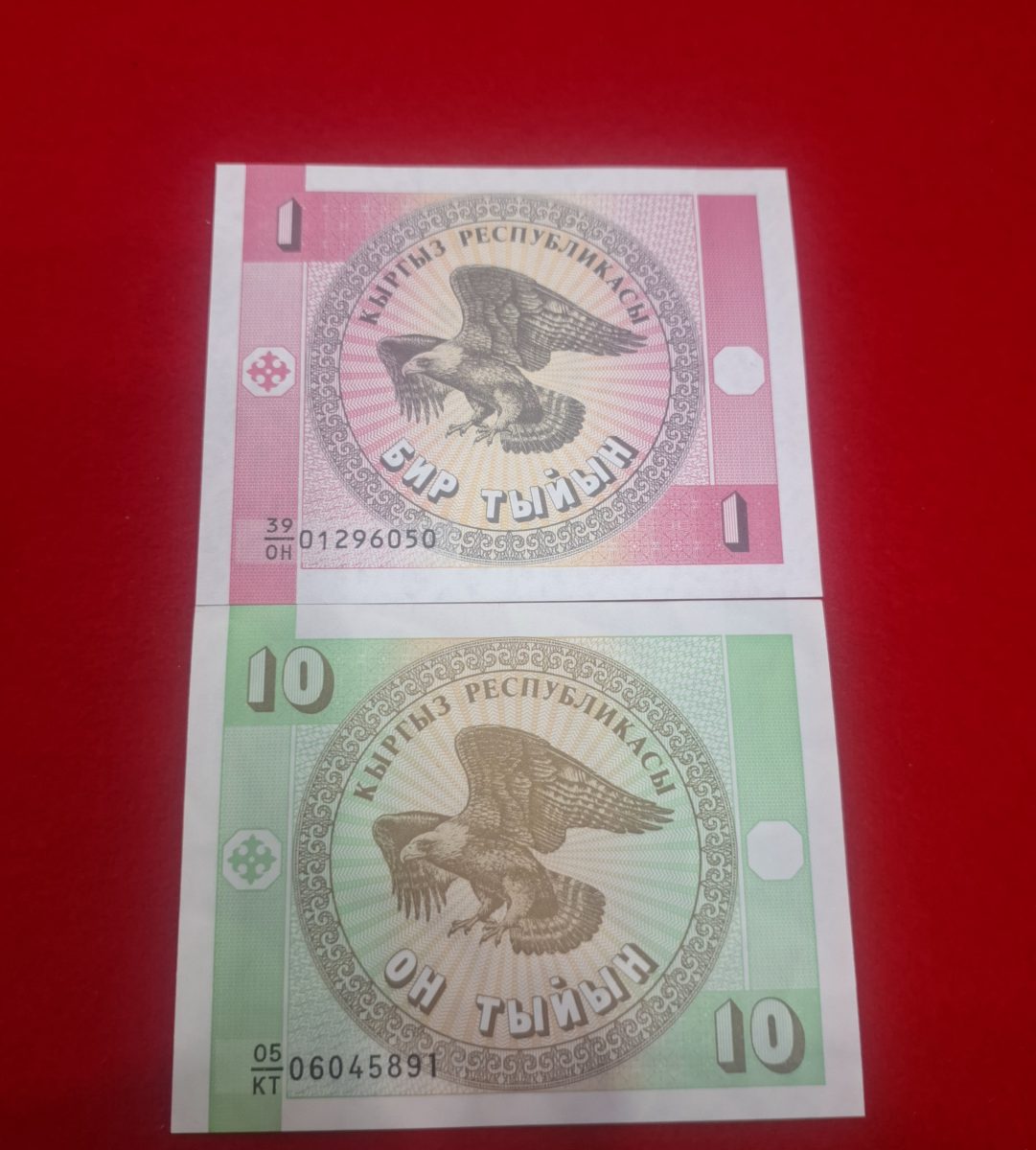 Kyrgyzstan 1 ,10 Tyiyn set of 2 note GEM UNC CONDITION