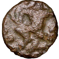 Copper Coin of Ramagupta (AD 375-376) of Gupta Dynasty - King Seated with Folded Legs Type Ext.Rare
