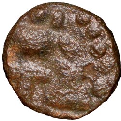 Alternative view of Copper Coin of Ramagupta (AD 375-376) of Gupta Dynasty - King Seated with Folded Legs Type Ext.Rare