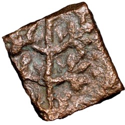 Copper Coin of Pre-Satavahana (2nd Cen. BC) from Vidarbha(Bhon) with Tree/Nandywarta