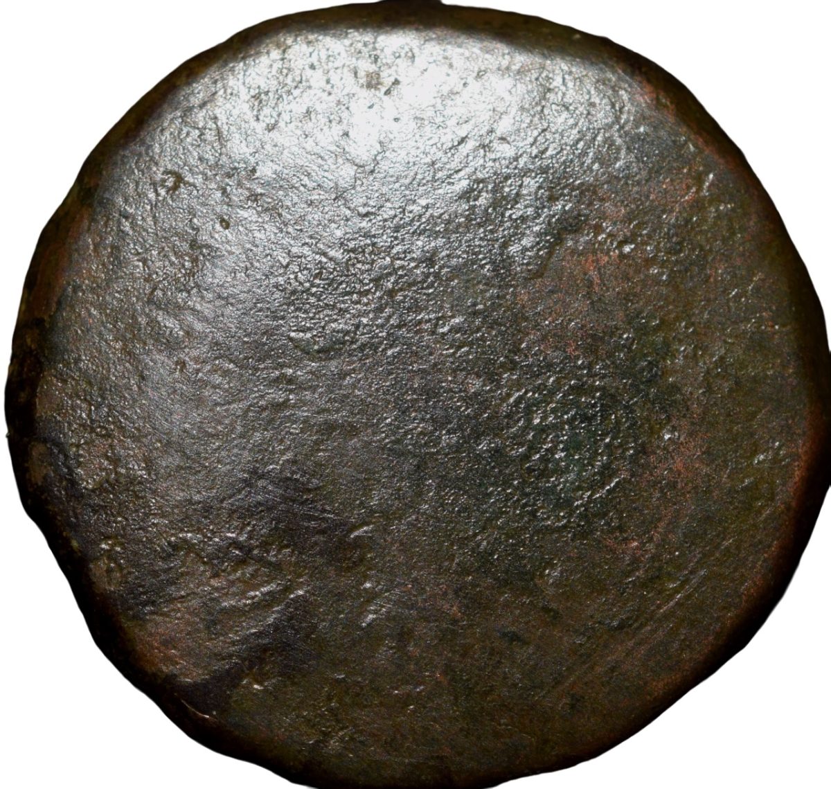 Copper Paisa of Bhopal State (17th - 18th Cen. AD) of Pindhari Struck Type KM C21b Flywhisk & Scimitar - Image 2