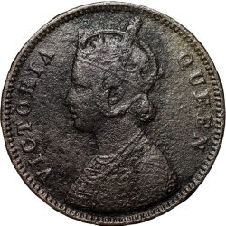 Copper 1/4 Anna of Victoria Queen (AD 1862) of Calcutta Mint