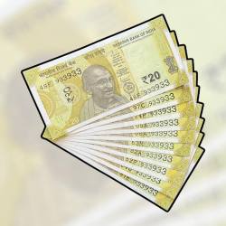 RS 20 INDIA BANK NOTE SEMI FANCY 10 NOTE SAME NUMBER SETS 933933 UNIQUE AND RARE