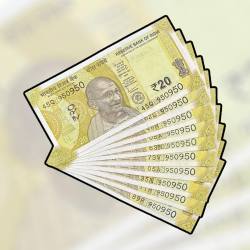 RS 20 INDIA BANK NOTE SEMI FANCY 10 NOTE SAME NUMBER SETS 950950 UNIQUE AND RARE