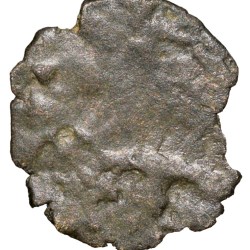 Alternative view of Potin Fractional Coin of Satavahan Dynasty (1st Cen. BC) from Nashik Region Elephant above River