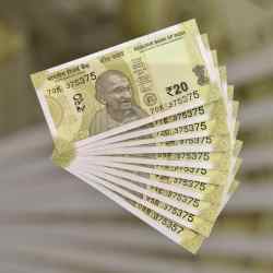 RS 20 INDIA BANK NOTE SEMI FANCY 10 NOTE SAME NUMBER SETS 375375 UNIQUE AND RARE