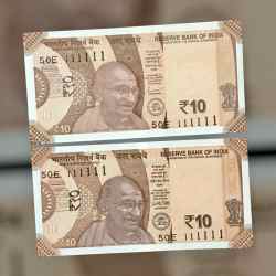 Rs 10 India Banknote Semi Fancy Twin Set 50E 111111 Unique and Rare