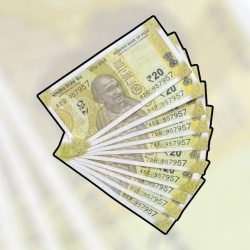 RS 20 INDIA BANK NOTE SEMI FANCY 10 NOTE SAME NUMBER SETS 957957 UNIQUE AND RARE