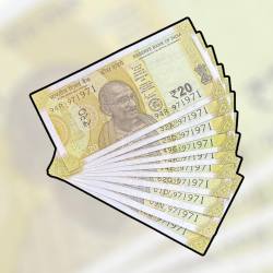 RS 20 INDIA BANK NOTE SEMI FANCY 10 NOTE SAME NUMBER SETS 971971 UNIQUE AND RARE