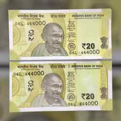 Rs 20 INDIA Banknote SEMI FANCY TWIN SET 06L 444000 UNIQUE AND RARE