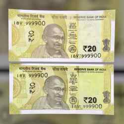 Rs 20 INDIA Banknote SEMI FANCY TWIN SET 18V 999900 UNIQUE AND RARE