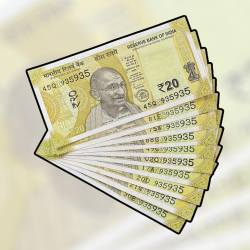 RS 20 INDIA BANK NOTE SEMI FANCY 10 NOTE SAME NUMBER SETS 935935 UNIQUE AND RARE