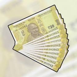 RS 20 INDIA BANK NOTE SEMI FANCY 10 NOTE SAME NUMBER SETS 943943 UNIQUE AND RARE