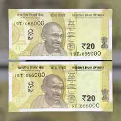 Rs 20 INDIA Banknote SEMI FANCY TWIN SET 19T 066000 UNIQUE AND RARE