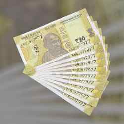 RS 20 INDIA BANK NOTE SEMI FANCY 10 NOTE SAME NUMBER SETS 977977 UNIQUE AND RARE