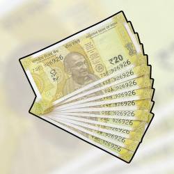 RS 20 INDIA BANK NOTE SEMI FANCY 10 NOTE SAME NUMBER SETS 926926 UNIQUE AND RARE