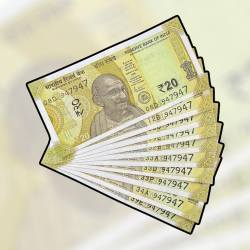 RS 20 INDIA BANK NOTE SEMI FANCY 10 NOTE SAME NUMBER SETS 947947 UNIQUE AND RARE