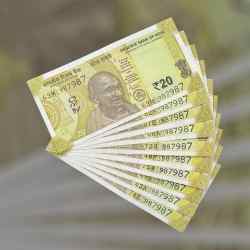 RS 20 INDIA BANK NOTE SEMI FANCY 10 NOTE SAME NUMBER SETS 987987 UNIQUE AND RARE