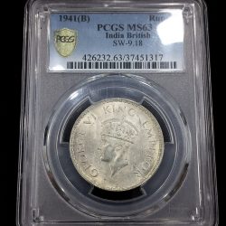 Alternative view of 1 RUPEE 1941 GEORGE VI KING EMPEROR PCGS MS63