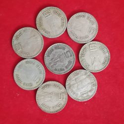 Alternative view of Five Rs Copper Nickel Rare Coin K Kamraj Bombay Mint 8 Pcs Given Same Coin Given