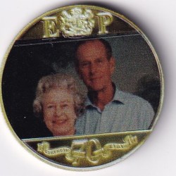 United Kingdom, Gibraltar 1 Crown 2021- Elizabeth II Platinum Wedding Commemorative issue Rare Coloured Coin #M-41