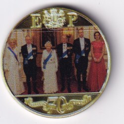United Kingdom, Gibraltar 1 Crown 2021- Elizabeth II Platinum Wedding Commemorative issue Rare Coloured Coin #M-42