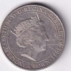 Alternative view of United Kingdom, Gibraltar 1 Crown 2021- Elizabeth II Platinum Wedding Commemorative issue Rare Coloured Coin #M-42