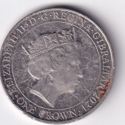 Alternative view of United Kingdom, Gibraltar 1 Crown 2021- Elizabeth II Commemorative issue Rare Coloured Coin #M-43