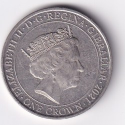 Alternative view of United Kingdom, Gibraltar 1 Crown 2021- ELLIZABETH II Commemorative issue Rare Coloured Coin #M-50