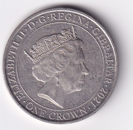 United Kingdom, Gibraltar 1 Crown 2021- ELLIZABETH II Commemorative issue Rare Coloured Coin #M-50 - Image 2