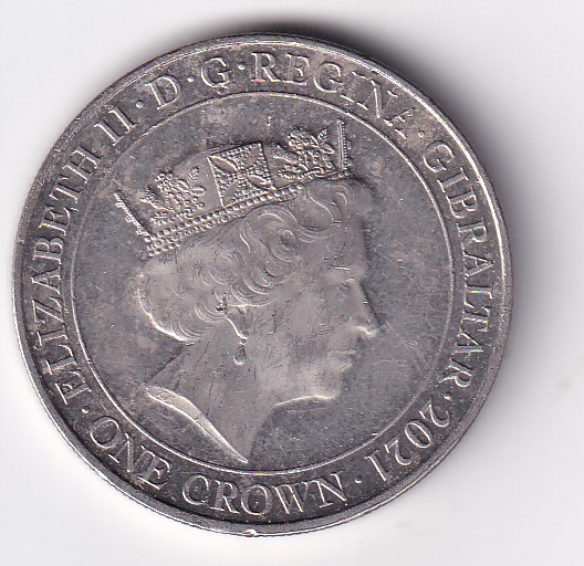 United Kingdom, Gibraltar 1 Crown 2021- ELLIZABETH II Commemorative issue Rare Coloured Coin #M-51 - Image 2