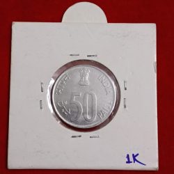 Alternative view of Fifty Paise India Rare Coin 1997 Year Hyderabad Mint Gem Bunc Condition