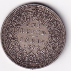 1862 British India Victoria Silver One Rupees ( 3 DOT) High Detailing Rare Coin #2323