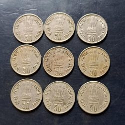 Alternative view of India 50 paise Fisheries Same and similar set are available