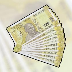 RS 20 INDIA BANK NOTE SEMI FANCY 10 NOTE SAME NUMBER SETS 952952 UNIQUE AND RARE