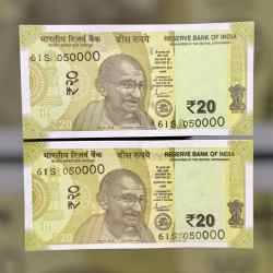 Rs 20 India Banknote Semi Fancy Twin Set 61S 050000 Unique and Rare