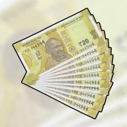 RS 20 INDIA BANK NOTE SEMI FANCY 10 NOTE SAME NUMBER SETS 944944 UNIQUE AND RARE