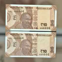 Rs 10 INDIA Banknote SEMI FANCY TWIN SET 58L 444444 UNIQUE AND RARE
