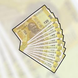 RS 20 INDIA BANK NOTE SEMI FANCY 10 NOTE SAME NUMBER SETS 964964 UNIQUE AND RARE