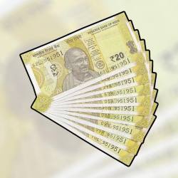 RS 20 INDIA BANK NOTE SEMI FANCY 10 NOTE SAME NUMBER SETS 951951 UNIQUE AND RARE