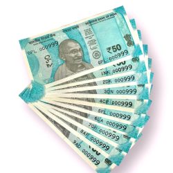 RS 50/- INDIA BANK NOTE SEMI FANCY 10 NOTE SAME NUMBER SET 000999 UNIQUE AND RARE