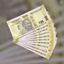 RS 20 INDIA BANK NOTE SEMI FANCY 10 NOTE SAME NUMBER SETS 019019 UNIQUE AND RARE