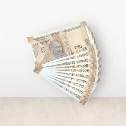 RS 10/- INDIA BANK NOTE SEMI FANCY 10 NOTE SAME NUMBER SET 025025 UNIQUE AND RARE