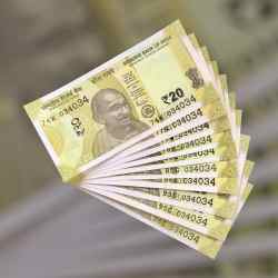 Alternative view of RS 20 INDIA BANK NOTE SEMI FANCY 10 NOTE SAME NUMBER SETS 034034 UNIQUE AND RARE