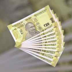 Alternative view of RS 20 INDIA BANK NOTE SEMI FANCY 10 NOTE SAME NUMBER SETS 037037 UNIQUE AND RARE