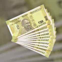 Alternative view of RS 20 INDIA BANK NOTE SEMI FANCY 10 NOTE SAME NUMBER SETS 042042 UNIQUE AND RARE