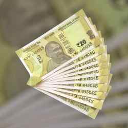 Alternative view of RS 20 INDIA BANK NOTE SEMI FANCY 10 NOTE SAME NUMBER SETS 045045 UNIQUE AND RARE