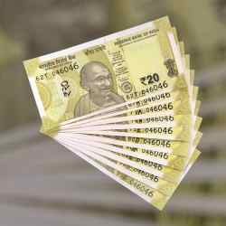 RS 20 INDIA BANK NOTE SEMI FANCY 10 NOTE SAME NUMBER SETS 046046 UNIQUE AND RARE