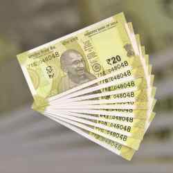 RS 20 INDIA BANK NOTE SEMI FANCY 10 NOTE SAME NUMBER SETS 048048 UNIQUE AND RARE