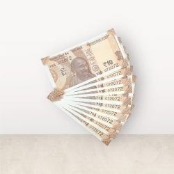 RS 10/- INDIA BANK NOTE SEMI FANCY 10 NOTE SAME NUMBER SET 072072 UNIQUE AND RARE